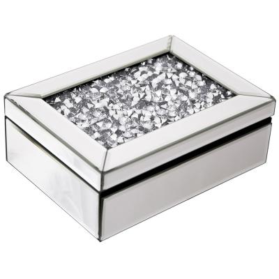 China High End Crushed Diamond Box / Stand On Top Silver Mirrored Jewelry Box Storage for sale