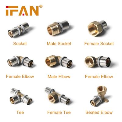 China IFAN Wholesale 16mm Brass+stainless--90 Degree Normal Elbow Stainless Steel Fittings 32mm Press Pex Brass Fittings for sale