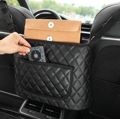 China Luxury Heavy Duty Driver Storage Pouch Automotive Back Seat Organizer Car Net Pocket Handbag Holder for sale