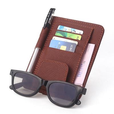 China Fashion car Piao Ju jia sun shade Piao Ju Jia car glasses clip car ticket clip sun shade card clip genuine leather for sale