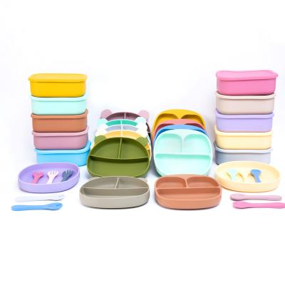 China BPA Free 2023 Baby Products Customized Silicon Dish For Babies Feeding Eating Set BPA Free Silicone Feeding Set For Baby for sale