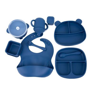 China BPA Free Silicone Suction Tableware Set Baby Products Hot Selling 2023 Food Grade BPA Free Baby Plates Sets Silicone Feeding for sale