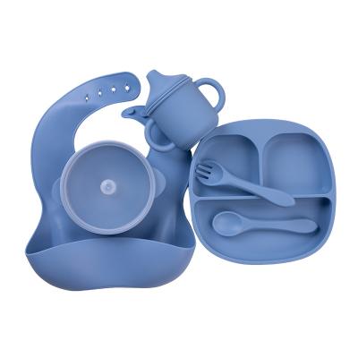 China Soft Feeding Babi Silicone Baby Products BPA Free Baby Silicone Tableware Baby Sucker Bowl Dish Cup Set for sale