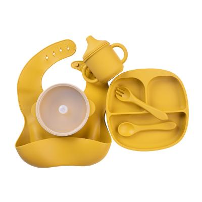 China Customized BPA Free Divided Dishes Dinnerware Sets Baby Tableware Silicone Set BPA Free Silicone Baby Feeding Set Babi Silicon Plate for sale