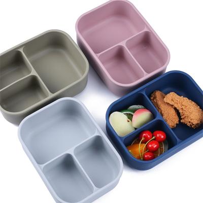 China Wholesale Freshness Preservation Food Storage Container Bento Boxes Kids School Leakproof Portable 3 Compartment Children Kids Bento Lunch Box for sale