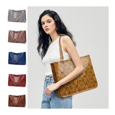 China 100% High Quality Eco-friendly Women's Tote Bags PU Snakeskin Tote Bags for sale