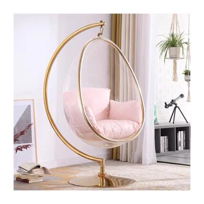 China Hot Sale 2021 Rotating Round Swivel Clear Acrylic Chairs With Acrylic Stand Lounge Bubble Chair Floor Stand for sale