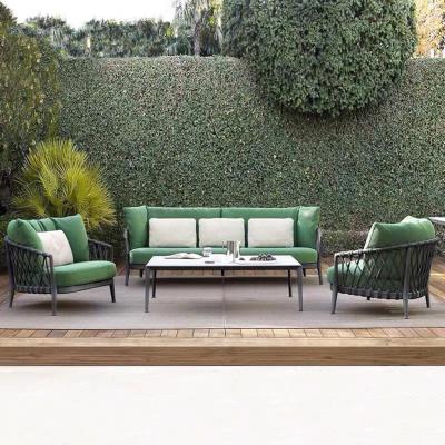 China Leisure style all weather aluminum outdoor high quality patio garden furniture weaving rope sofa for sofa for sale