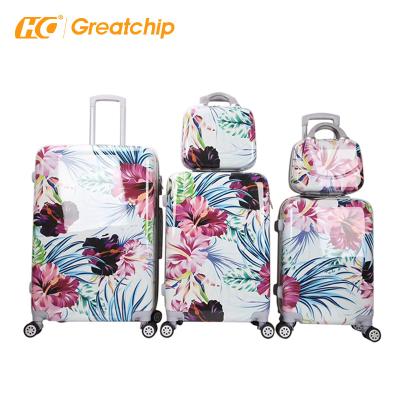 China 20120 New Travel ABS PC Printing Hard Trolley Cabin Luggage Handbag Suitcase Make Up Bag 5pcs Sets 12