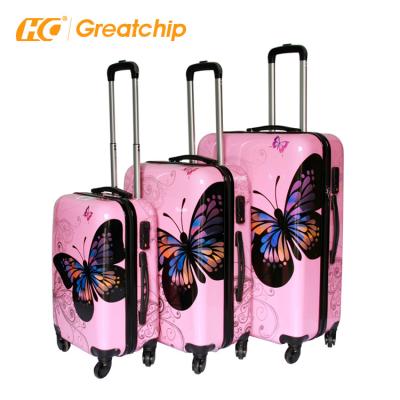 China Butterfly Print Travel Trolley Kids Custom Hard Case Luggage 16/20/24/28