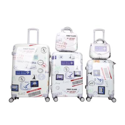 China Travel Customized Fashion Full PC Printing ABS Travel Suitcase Hard 3/4 Piece Trolley Case Luggage Set for sale