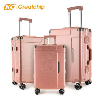 China Custom Hard Bottom Travel Shell Traveling Bags Suitcase Sets With Tsa Lock PC Trolley Luggage for sale