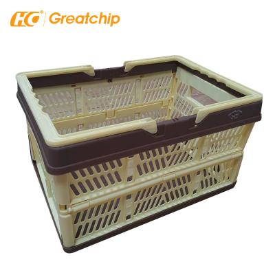 China Easy-carry Portable Shopping Market Supermarket Plastic Folding Collapsible Shopping Basket for sale