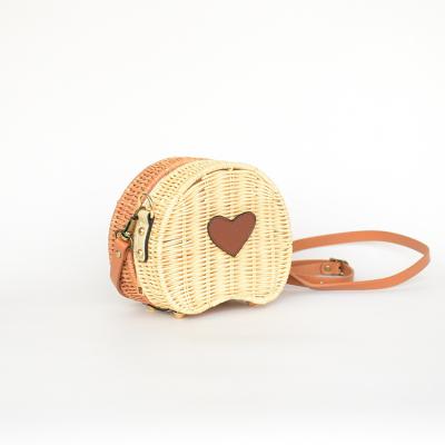 China 2022 style straw woven bag three-dimensional soft handle solid color fashion bag japanese and korean round lock bag rattan woven straw b for sale