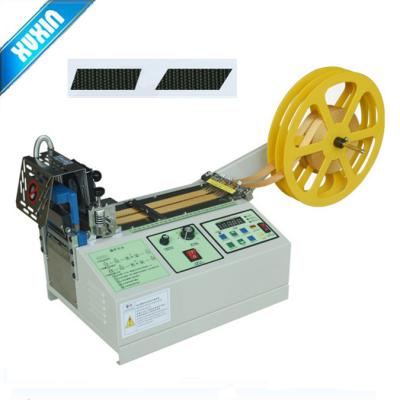 China Automatic Hot Food Stretch Satin Ribbon Beveled Corner Fabric Tape Cutting Machine for sale