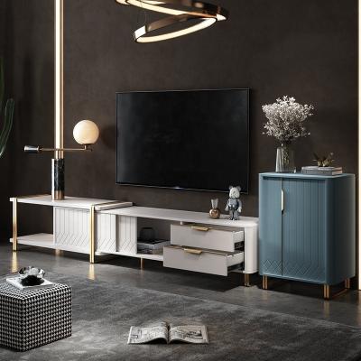 China Foshan Jie Shi Heavy Art Modern Furniture Side Cabinet Modern Luxury MDF Living Room TV Stand for sale