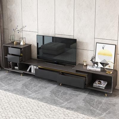 China New Style All Black Modern Modern Bedroom Large Size Movable MDF TV Stand Furniture for sale