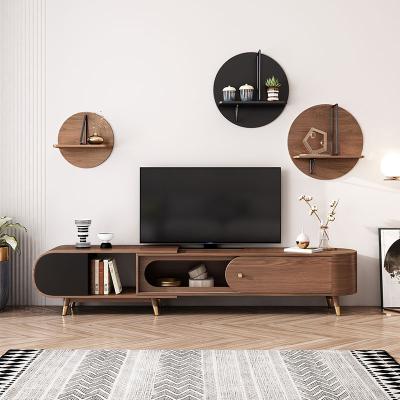 China Modern Extendable Home Rectangular Rack Storage Furniture Living Room Wooden Unit TV Cabinet Set for sale