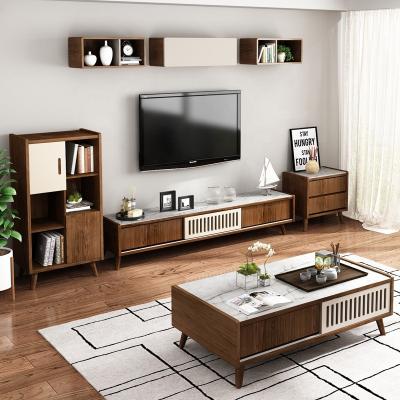 China Wholesale Classic Simple Living Room Furniture Matching Wooden Side Cabinet TV Stand Set for sale