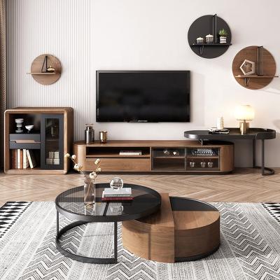 China Modern Design Extendable Wooden Living Room TV Cabinets Modern Furniture Unit And Coffee Table for sale