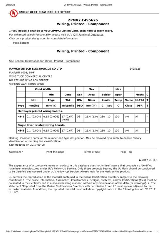 UL - HAWKWINTECH ELECTRONICS COMPANY LIMITED