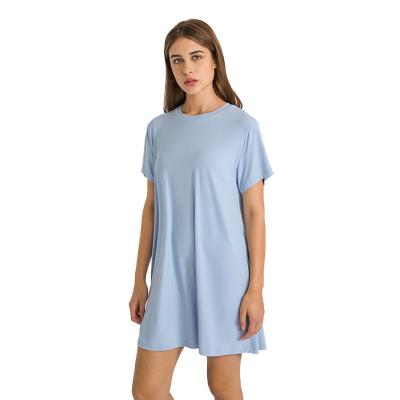 China 2022 new Anti-wrinkle spring women plus length sports dress fitness short sleeve yoga one-piece dress for sale