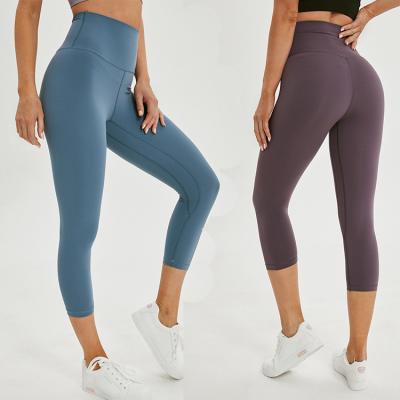 China MOQ 80nylon 20spandex high waisted yoga women workout capri leggings antibacterial in shorts women running pants women for sale