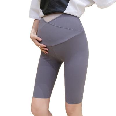 China New Fashion Antibacterial Women's High Waisted Front Low Workout Fitness Maternity Bike Shorts Printing Maternity Running Shorts for sale