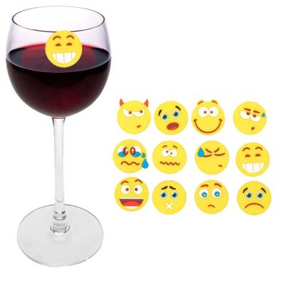 China Traditional, Vintage, CLASSIC, Modern 12 Pack Viable Happy Face Wine Charms With Draw Cup for sale