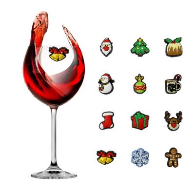 China Christmas Viable Holiday Magnetic Wine Glass Charms Cocktail Marker Set of 12 for sale