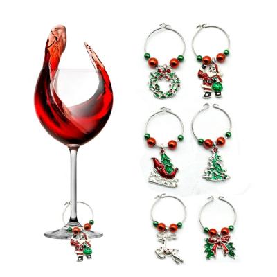 China Christmas Wine Charms New Products Custom Christmas Wine Glass Charms for sale