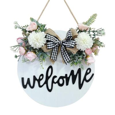 China Custom Europe Door Welcome Sign Wooden Door Hanger Antique Imitation for sale