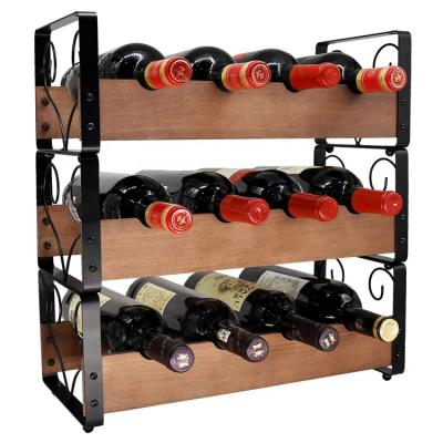 China New Kitchen Product Ideas 2021 Sustainable Modern Wooden Table Top Wine Rack for sale