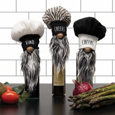 China Viable Set Of 3 Novelty Gift Chef Gnome Wine Bottle Toppers Valentine'S Day for sale