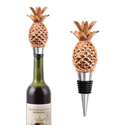 China Amazon Best Sellers Viable Decorative Metal Rose Gold Pineapple Wine Stopper for sale