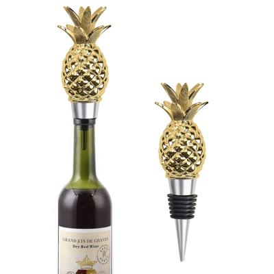 China Viable Accessories Beverage Pineapple Wine Bar And Wine Reusable Gold Stopper for sale