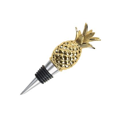 China Sustainable Wine Favors Pineapple Gold Wine Bottle Oriented Stopper for sale