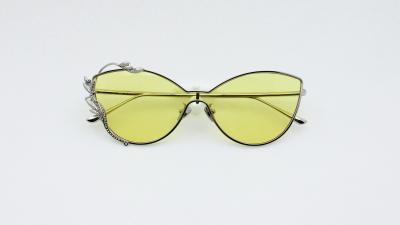 China Fashion Cateye Sunglasses metal rims One Piece Style Shades Colorful lens UV 400 for sale