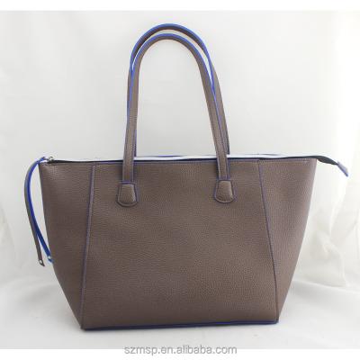 China Fashion raw grain faux leather shopper, pu leather tote bag, single tassel handbag for sale