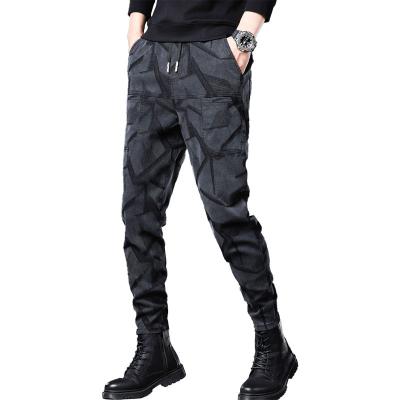 China 2021 new autumn wholesale men's casual winter pants men's six-pocket jacquard stretch jeans men's fashion jumpsuits breathable straight pants for sale