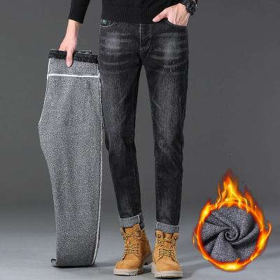 China 2021 Wholesale Men's Autumn Winter Stretch Breathable Thin Pants Jeans Plus Velvet Thickening Fashion Stylish Trousers for sale