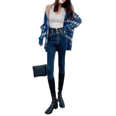 China Autumn/Winter Breathable Vintage Women High-waisted Jeans Female Hip Pants Gathered Jeans Manufacturer for sale