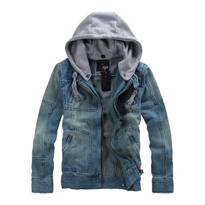 China Fashion QUICK DRY detachable men's denim hooded jacket long girdle stylish jackets for men 2021 for sale