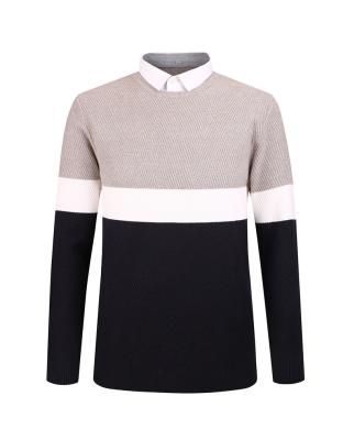 China New 2021 Wholesale Men's Breathable Winter Autumn Men's Sweaters Shirt Collar Thin Top Two-Piece Thin Top Knitted Solid Color Men's Sweaters for sale