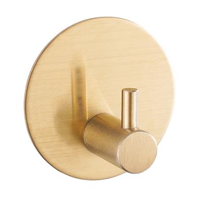 China Viable Gold Wall Hanging Hook Self Sticking Strong Adhesive Coat Hook Thickened Kitchen Bathroom NO Clothes Punch Hook for sale