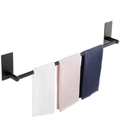 China Modern Single Pole Wall Mounted Towel Rack Stainless Steel Paint Towel Rack Self Adhesive Black Baking Kitchen s103-70-BK for sale