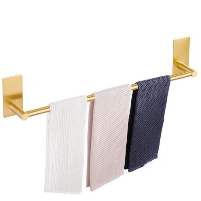 China Simple Modern Wall Mounted Towel Rack - Gold Plated Rod Stainless Steel Toilet Rack Kitchen Towel Storage Rack Without pun103-70-XB for sale