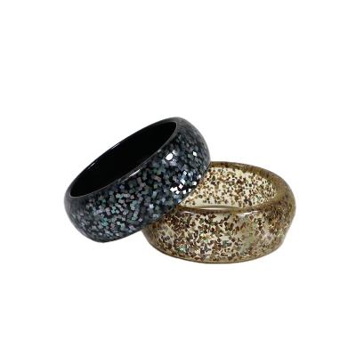 China New Fashion Trend Best Quality Sparkle Resin Jewelry Black Clear Bracelet Bangles For Women Jewelry Accessories Sets Luxury Arm for sale