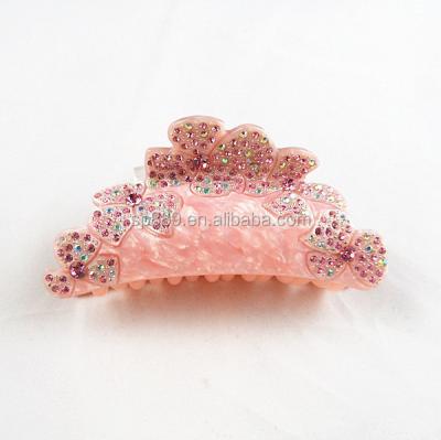 China High Quality Cellelose Acetate Hair Claw With Crystal For Beauty Fashion Hair Accessories for sale