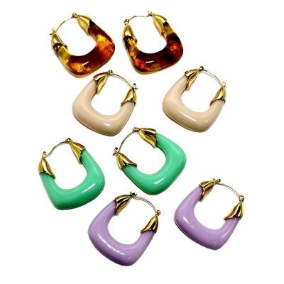 China Factory Wholesale Fashion New Resin Earrings With Brass U Shape Earring Jewelry For Women Ear Jewelry Accessories Sets for sale